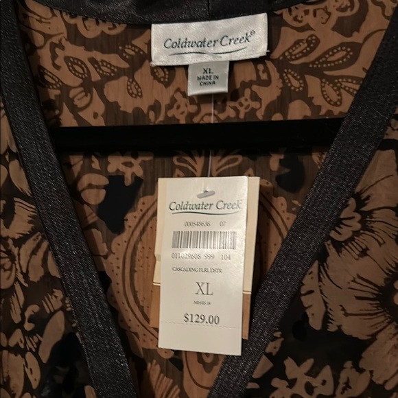 Coldwater Creek Black and Brown Floral Kimono - Picture 2 of 3